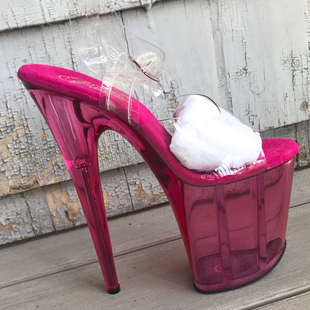 NIB Hot Pink and Clear Pleaser Platform Sandal